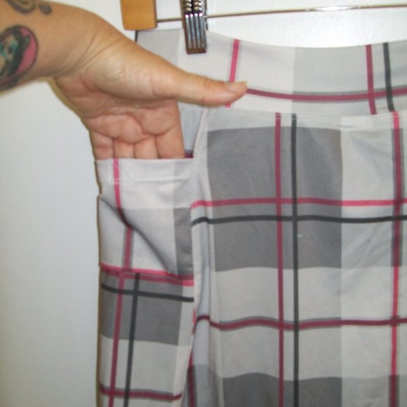 Running Skirts Womens Plaid SKORT Stretch Skirt & Briefs Athleisure 4-6 Gray Wht - Picture 2 of 7